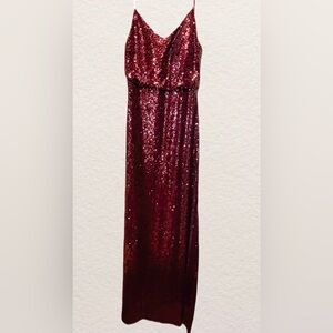 Jenny Yoo Jules Burgundy Sequin Gown